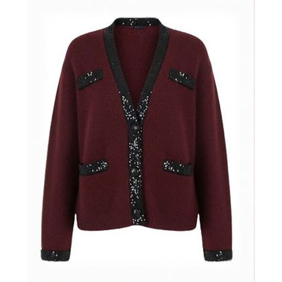 TUCKERNUCK Oxblood Boucle Fallon Cardigan Size XL NWT Retail $248 Tuckernuck - Picture 6 of 6
